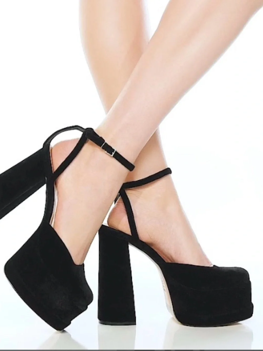 Schutz Luan Black Nubuck Platform Heels Block Pump Size [Insert Size]